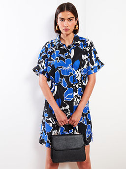 ?i?ekli K?sa Kollu Kad?n G?mlek Elbise