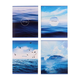 Комплект тетрадей из 4 штук, 96 листов, в линейку Морской пейзаж, обложка мелованный картон, блок №2, белизна 75%