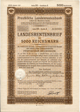 Облигация 4,5% 5000 марок 1940 года Германия