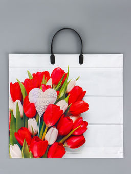 Цена за 10 шт. Пакет С любовью, полиэтиленовый с пластиковой ручкой, 38?34 + 3 см, 90 мкм