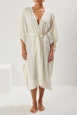 Haki Maxi Dokuma Kusakl? Derin Y?rtmacl? Plaj Kimono&Kaftan TBESS25KM00003 - Trendyolmilla фото 12