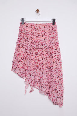 TRENDYOLMILLA Pembe Asimetrik Midi Boy Sifon Cicekli Dokuma Etek TWOSS25ET00039  фото 6