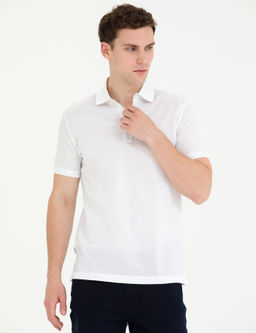 Beyaz Slim Fit Merserize Ti__rt