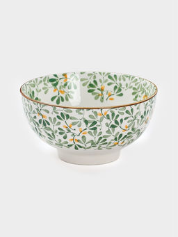 Салатник «Гармония лепестков», 750 мл, 15.5×5.5 см, фарфор, белая, зелёная