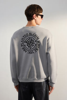 TRENDYOL MAN Kahverengi Oversize/Genis Kesim Cicek Nak?s Ici Polar/S?cak Tutan Pamuk Sweatshirt TMNAW24SW00012 - Trendyolmilla фото 59