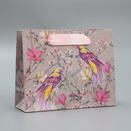 Пакет крафтовый горизонтальный Птицы, S 15 12 5.5 см