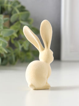Фигурка полистоун, флок «Белый заяц», 3×4.5×8.5 см