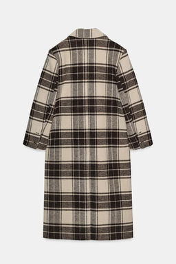 EXTRA-LONG CHECKED WOOL COAT - Zara фото 3