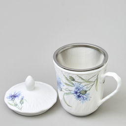 КРУЖКА ЗАВАРОЧНАЯ LEFARD ВАСИЛЬКИ С КРЫШКОЙ И СИТОМ 350 МЛ