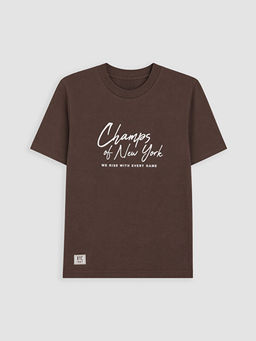 Bisiklet Yaka NYC Bask?l? Erkek ?ocuk Ti??rt