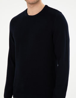 A__k Lacivert Slim Fit Bisiklet Yaka Triko Kazak - Pierre cardin фото 7