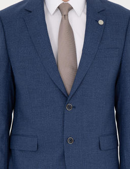 Koyu Mavi Slim Fit Y_n Kar___ml_ Tak_m Elbise