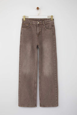Camel Yuksek Bel Vintage Y?kama Genis Paca Wide Leg Jeans TWOAW26JE00124