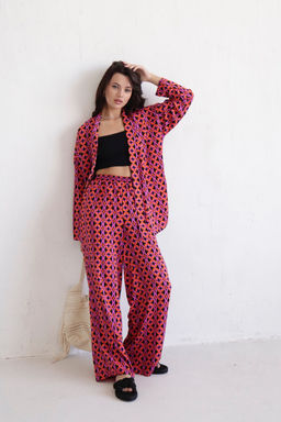 9668 Костюм из кимоно и брюк-палаццо с геометрическим принтом