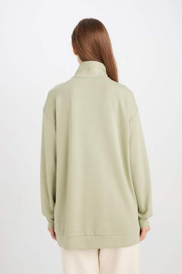 Толстовка-туника с высоким воротником и молнией стандартного кроя - Defacto фото 6