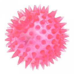Пэт тойс (Pet toys) Игрушка для собаки Мяч с шипами д6,5см h6,5см, ПВХ, с пищалкой, светящаяся, на картоне, прозрачная, цвета в ассортименте: розовый, синий, желтый, сиреневый (Китай)  фото 2