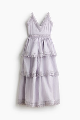 Vestido de algod?n con ribetes de encaje