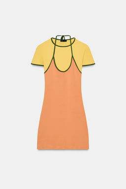 VESTIDO MINI EFECTO DOBLE / Naranja / Amarillo - Zara фото 3