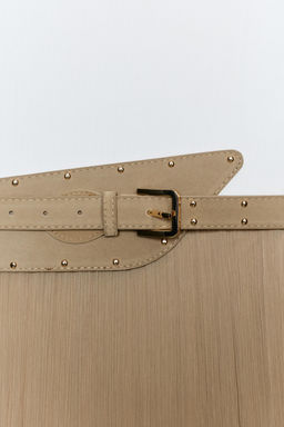 VESTIDO COMBINADO CINTUR?N VOLANTES / CAMEL/BLANCO - Zara фото 4