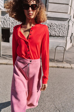 FALDA MIDI EFECTO ANTE / Lila - Zara фото 3