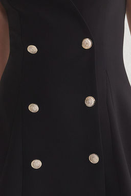 Siyah Dugmeli Mini Dokuma Ceket Elbise TWOSS25EL00117