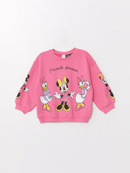 Bisiklet Yaka Minnie Mouse Bask?l? K?z Bebek Sweatshirt