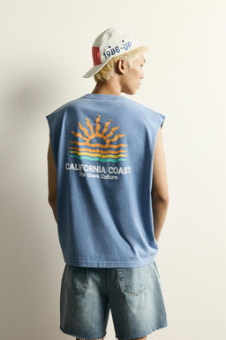 CAMISETA TANK RELAXED FIT TEXTOS ESTAMPADO CALIFORNIA / Azul claro - Zara фото 3