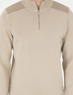 Bej Regular Fit Fermuarl_ Dik Yaka Triko Kazak - Pierre cardin фото 6
