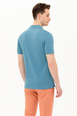 Мужская темно-мятная базовая футболка с воротником поло - U.s. polo assn фото 5