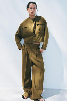 ZW COLLECTION LINEN BLEND BOMBER JACKET - Zara фото 5