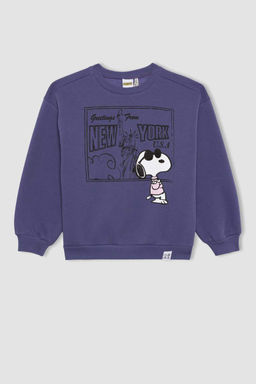 Толстовка с круглым вырезом Snoopy для девочек - Defacto фото 7
