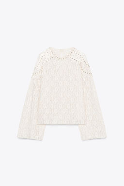 STUDDED LACE TOP - Zara фото 8