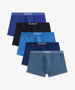 ATLANTIC 5SMH-004 Трусы шорты Solid - набор 5 шт. голубой + темно-синий + светло-голубой + темно-голубой + голубой