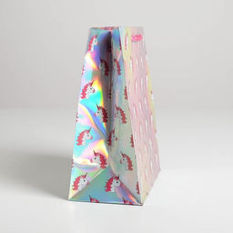 Цена за 2 шт. Пакет подарочный голографический, упаковка, «Единорожки», 23 х 27 х 11.5 см