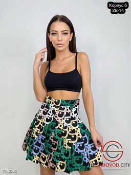 Юбка в складку с принтом мини