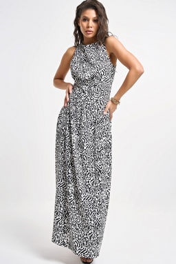 Платье облегающее черно-белое