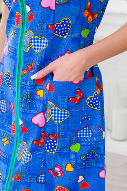 Халат женский из бязи Муза синий