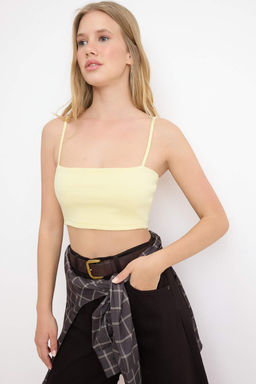 Siyah Fitted Super Crop Ask?l? Straplez Kolsuz Pamuk Ribana Orme Atlet TWOSS26AL00044 - Trendyolmilla фото 5