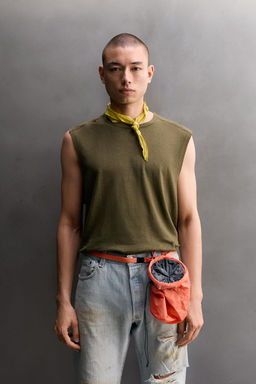 CAMISETA TANK LIGERA LINO - ALGOD?N / Verde medio - Zara фото 2