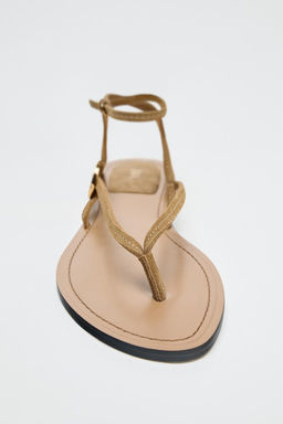 SPLIT SUEDE FLAT SANDALS WITH APPLIQUE - Zara фото 4