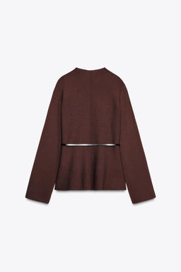 PLAIN KNIT BELTED JACKET - Zara фото 6