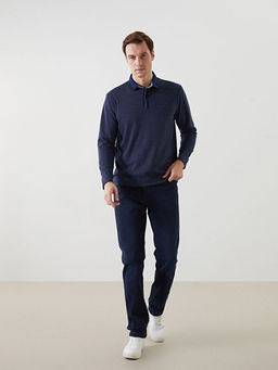 Polo Yaka Uzun Kollu Erkek Sweatshirt