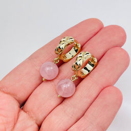 Серьги из мадагаскарского Розового кварца