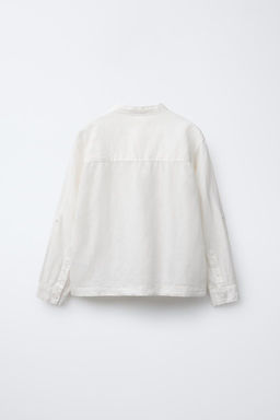 LINEN SHIRT WITH STAND COLLAR - Zara фото 4