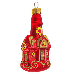 Елочная игрушка фигурка стеклянная Замок Народные Узоры h11см, ручная художественная роспись, подарочная упаковка (Россия) - Домашняя мода фото 2