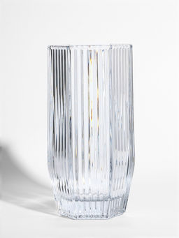 Ваза для цветов «Эдисон», линии, 28×13.5 см, стекло, прозрачная