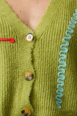 Yesil Crop Yumusak Dokulu Nak?s Detayl? V Yaka Triko H?rka TWOAW25HI00288 - Trendyolmilla фото 3