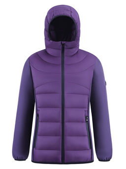 Куртка женская гибридная стёганая с капюшоном с графеновой подкладкой фиолетового цвета 9630_1F