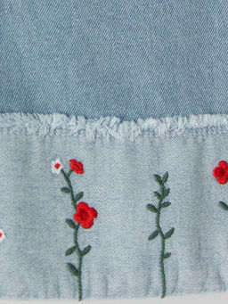 ?i?ek Nak??l? K?z ?ocuk Jean Elbise