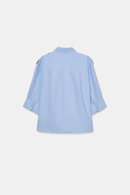 CAMISA POPEL?N BOLSILLOS ZW COLLECTION / Azul claro - Zara фото 5